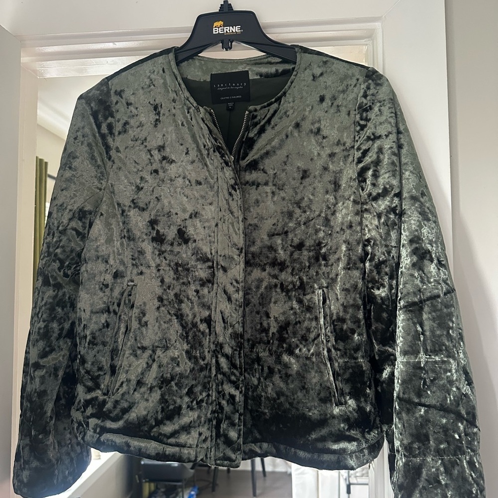 Sanctuary los Angelos Green crushed velvet Jacket- L